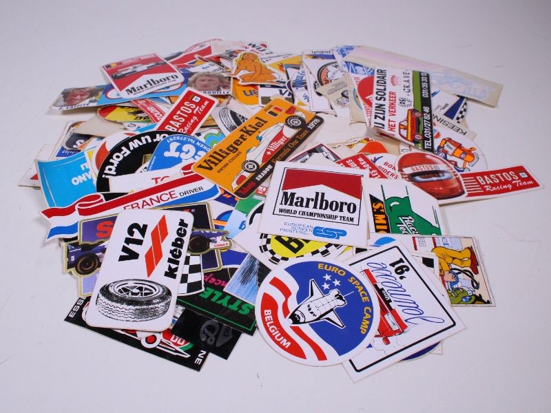 Verzameling vintage (80's) stickers (autosport)